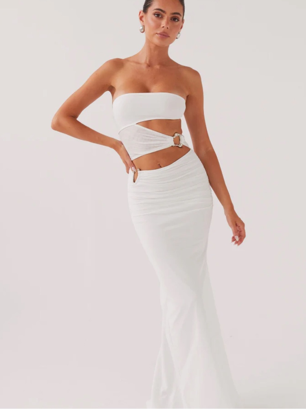 Peppermayo Into Pieces Mesh Maxi Dress - White